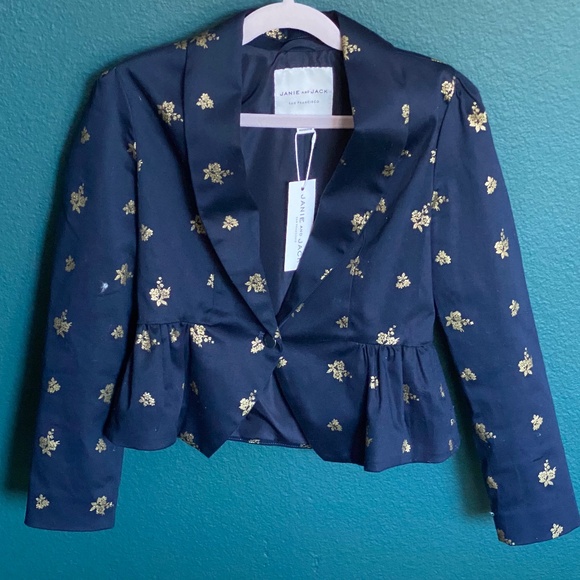 Janie and Jack navy blue gold floral suit jacket - NWT - Picture 1 of 7